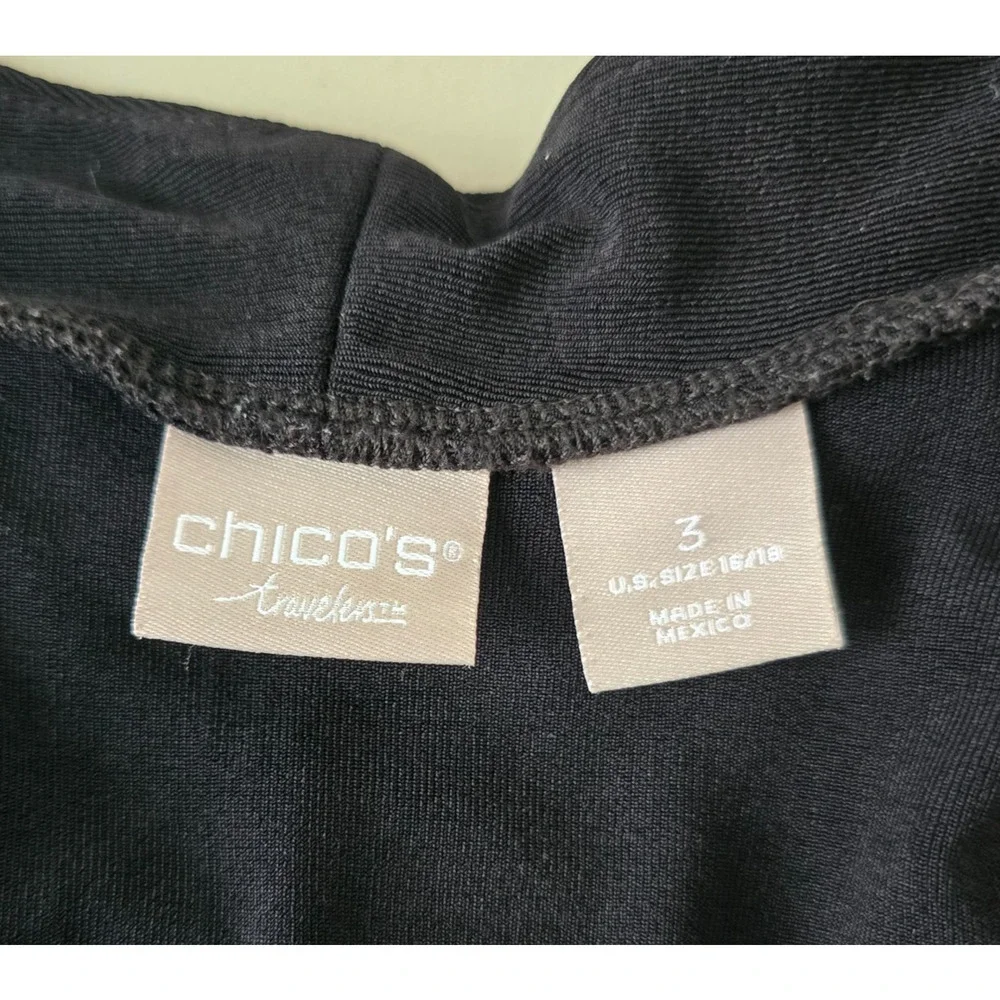 Chico's Open Cardigan Women's 16 / 18 Black Ruffles Long Sleeves